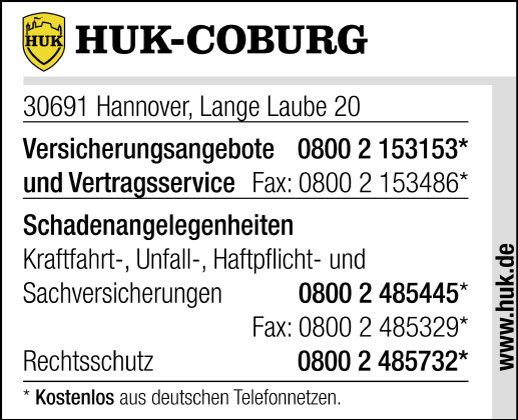 HUKCOBURG Schaden melden in HannoverMitte >> Im